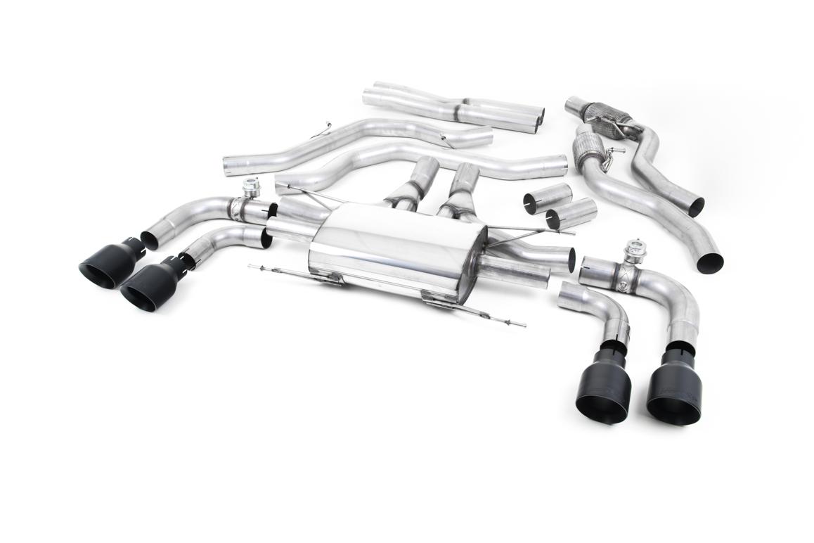 Milltek Valved Cat-Back Exhaust | Alfa Romeo Giulia Quadrifoglio 2.9 V6 - Cerakote Black Tips