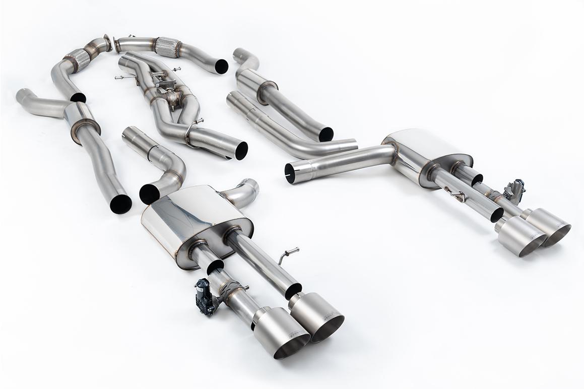 Milltek 80mm Resonated Cat-Back | Audi S8 D5 - Brushed Titanium Tips