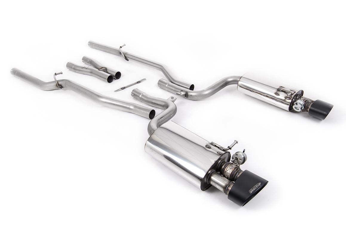 Milltek Valved Non-Resonated Cat-Back Exhaust | Audi B7 RS4 - Cerakote Black Tips