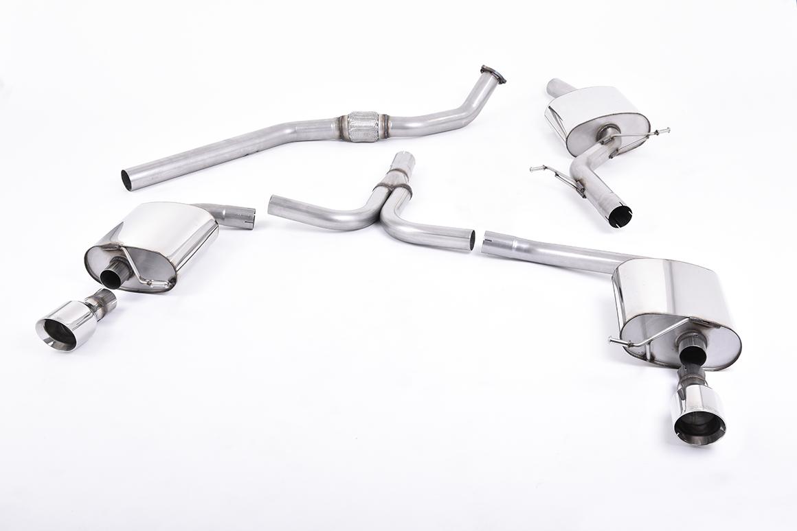 Milltek Resonated Cat-Back Exhaust | Audi B8 A4 A5 2.0 TFSI - Polished Tips Milltek Resonated Cat-Back Exhaust | Audi B8 A4 A5 2.0 TFSI - Polished Tips