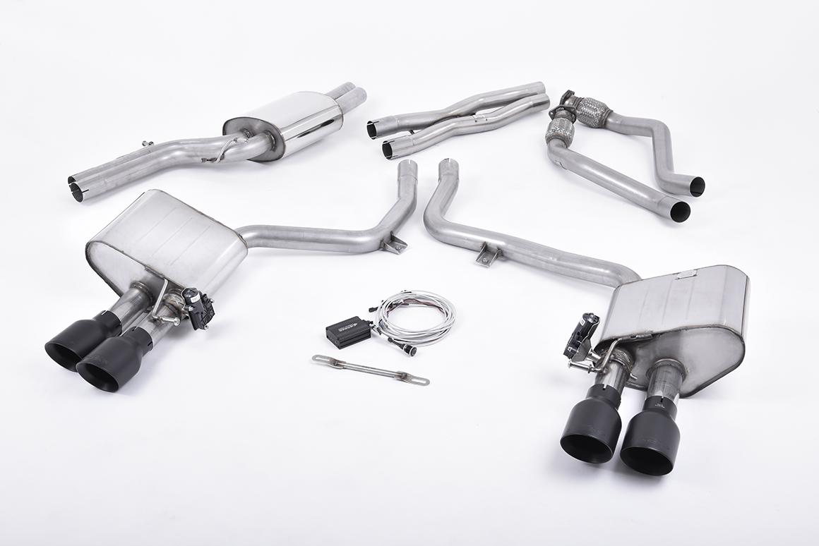 Milltek Valved Cat-Back Exhaust | Audi B8.5 S4 S5 - Cerakote Black Tips