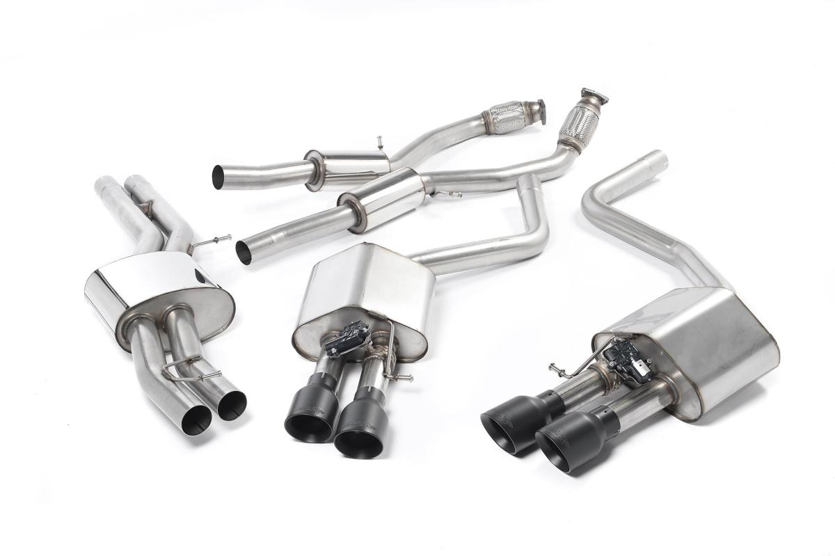 Milltek Resonated Cat-Back Exhaust | Audi D4 S8 - Cerakote Black Tips