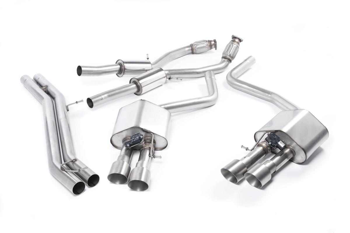Milltek Resonated Cat-Back Exhaust | Audi D4 S8 - Brushed Titanium Tips