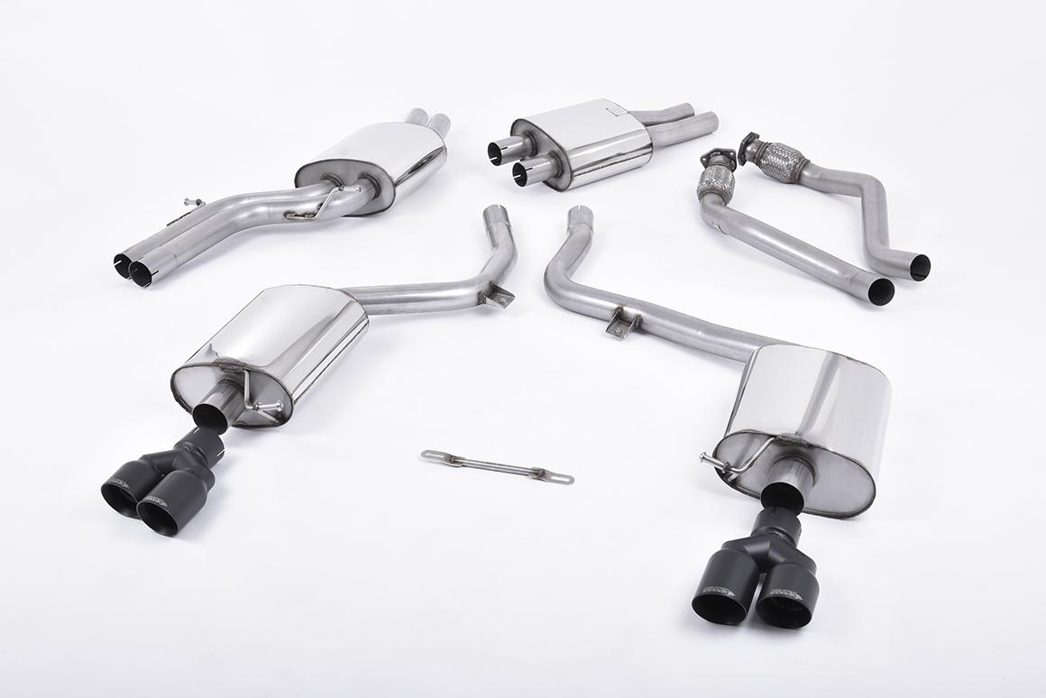 Milltek Resonated Cat-Back Exhaust | Audi B8 S4 V6 - Cerakote Black Tips Milltek Resonated Cat-Back Exhaust | Audi B8 S4 V6 - Cerakote Black Tips