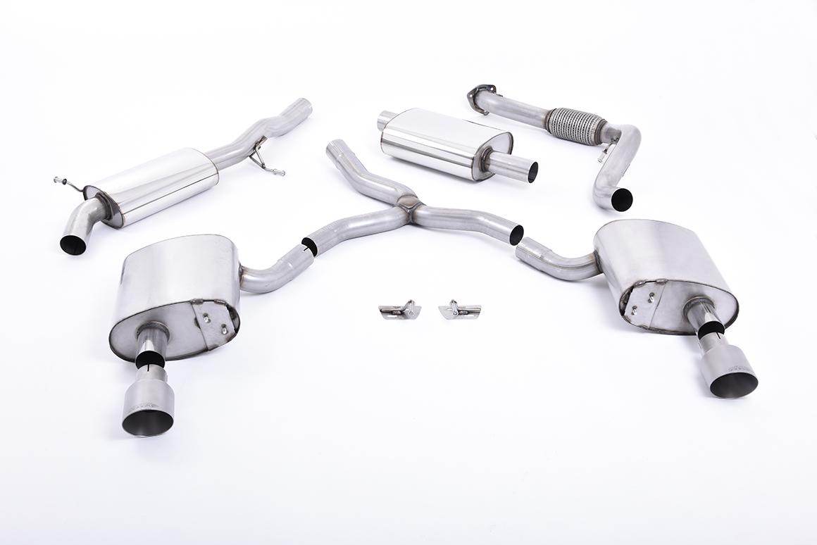 Milltek Resonated Cat-Back Exhaust | Audi B9 A4 2.0 TFSI - Brushed Titanium Tips Milltek Resonated Cat-Back Exhaust | Audi B9 A4 2.0 TFSI - Brushed Titanium Tips