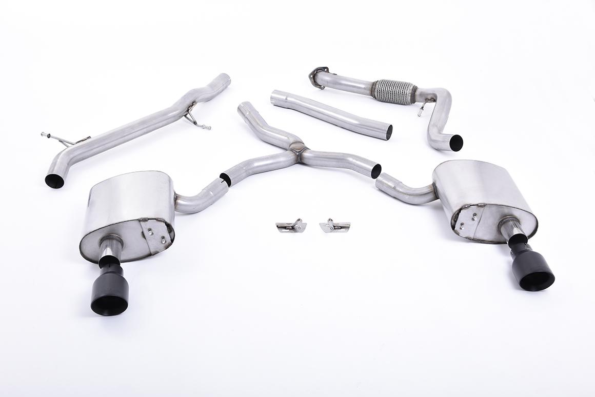 Milltek Non-Resonated Cat-Back Exhaust | Audi B9 A4 2.0 TFSI - Cerakote Black Tips Milltek Non-Resonated Cat-Back Exhaust | Audi B9 A4 2.0 TFSI - Cerakote Black Tips