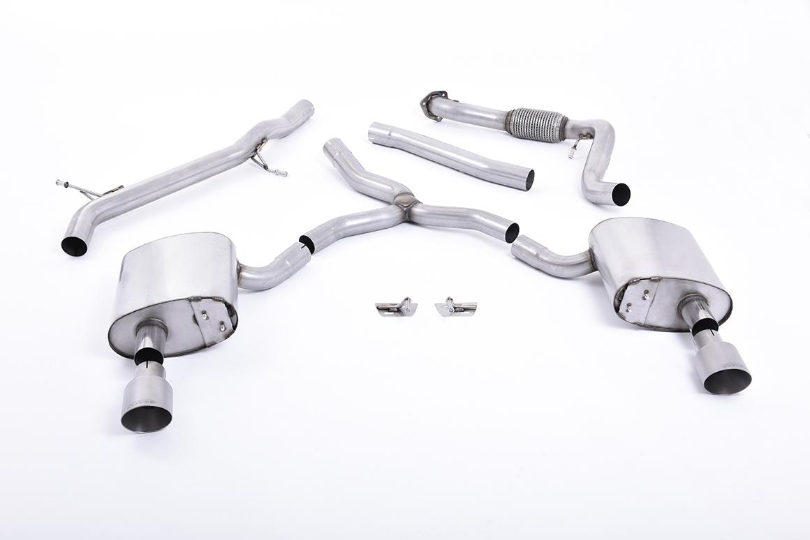 Milltek Non-Resonated Cat-Back Exhaust | Audi B9 A4 2.0 TFSI - Brushed Titanium Tips Milltek Non-Resonated Cat-Back Exhaust | Audi B9 A4 2.0 TFSI - Brushed Titanium Tips