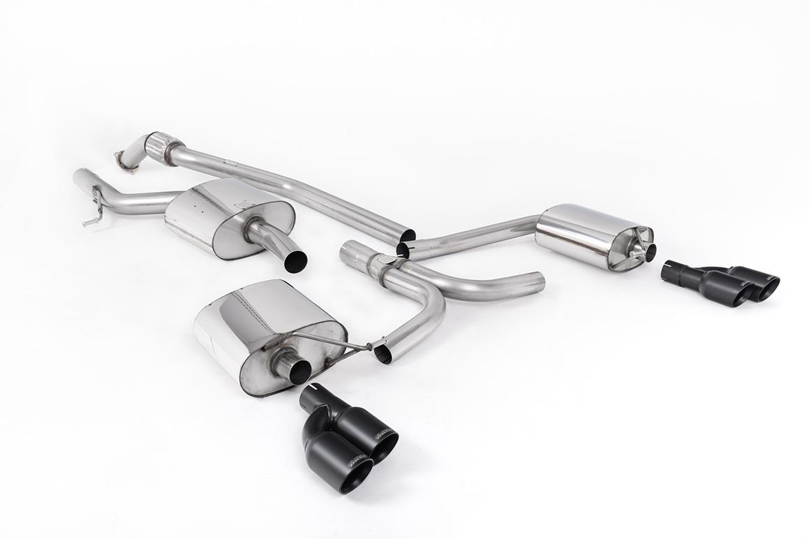 Milltek Resonated Cat-Back Exhaust | Audi B8 A5 2.0 TFSI - Cerakote Black Tips Milltek Resonated Cat-Back Exhaust | Audi B8 A5 2.0 TFSI - Cerakote Black Tips
