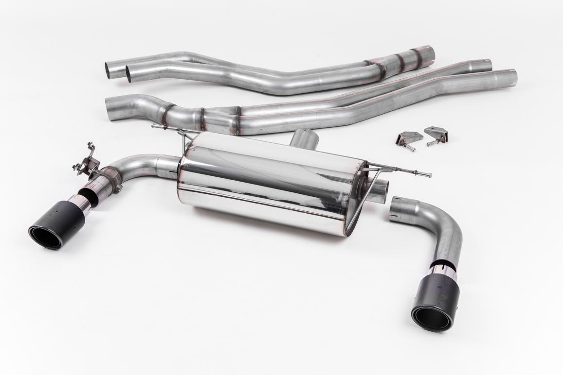 Milltek Non-Resonated Race Cat-Back Exhaust | BMW F22 M240i - Carbon Fibre Tips Milltek Non-Resonated Race Cat-Back Exhaust | BMW F22 M240i - Carbon Fibre Tips