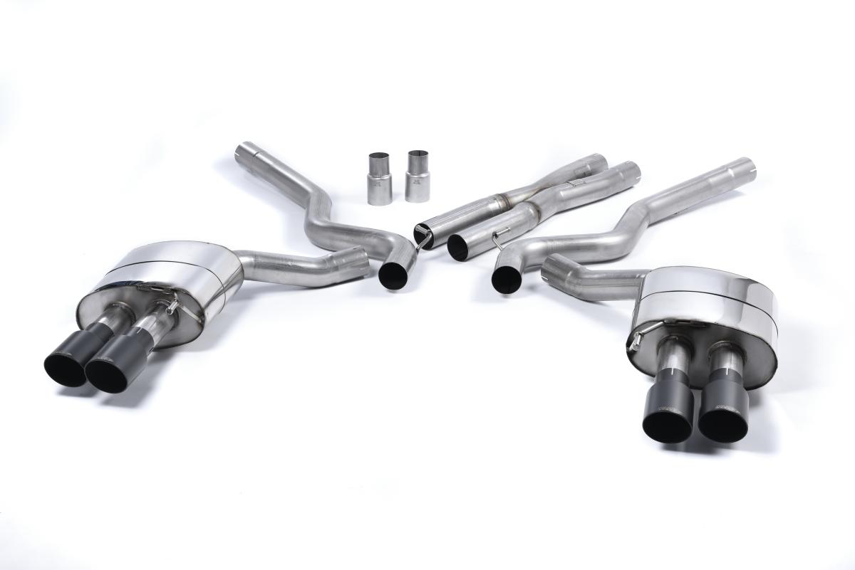 Milltek Non-Resonated Cat-Back Exhaust | Ford Mustang 5.0 GT - Cerakote Black Tips Milltek Non-Resonated Cat-Back Exhaust | Ford Mustang 5.0 GT - Cerakote Black Tips