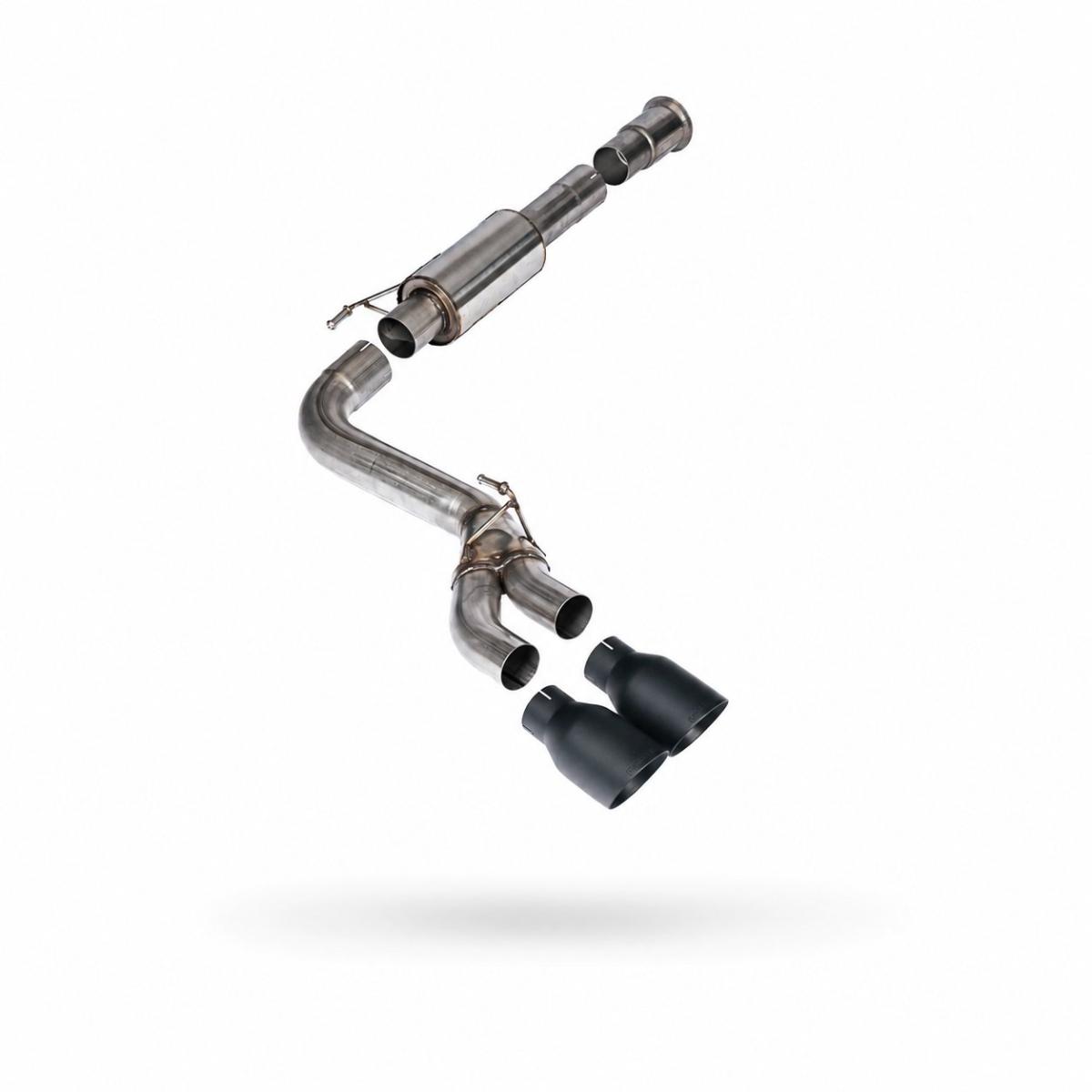 Milltek Race Cat-Back with Dual Side Exit | Ford F150 Single Cab 5.0 V8 - Cerakote Black Tips Milltek Race Cat-Back with Dual Side Exit | Ford F150 Single Cab 5.0 V8 - Cerakote Black Tips