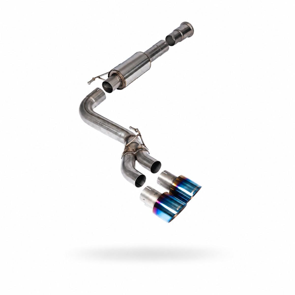 Milltek Race Cat-Back with Dual Side Exit | Ford F150 Single Cab 5.0 V8 - Burnt/Blue Titanium Tips