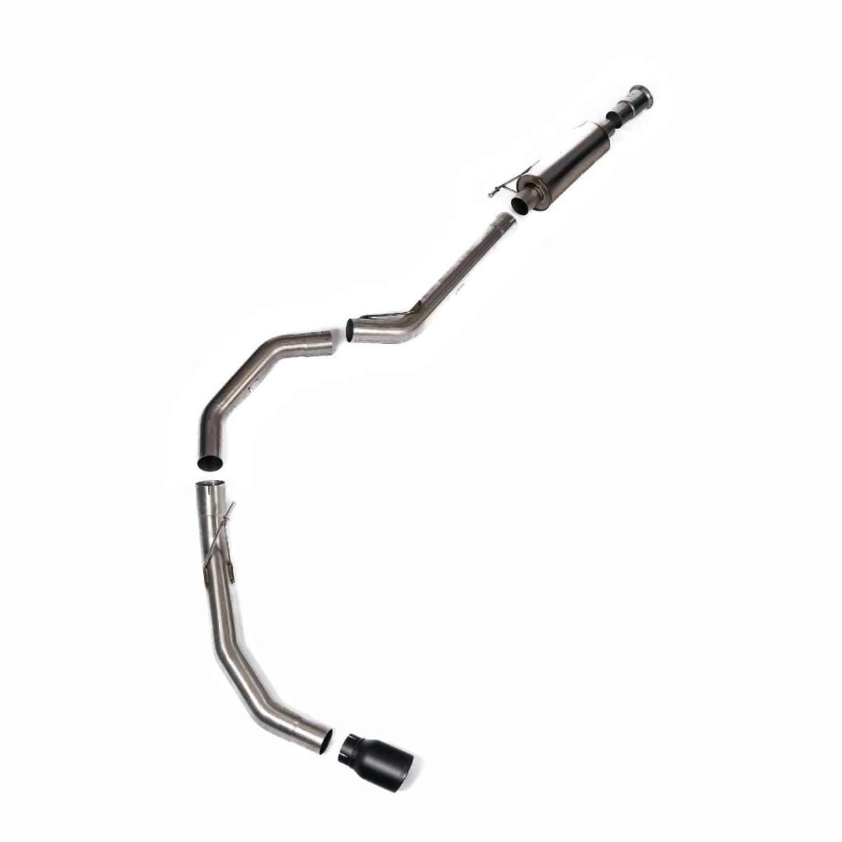 Milltek Road+ Cat-Back with Single Rear Exit | Ford F150 Single Cab 5.0 V8 - Cerakote Black Tips
