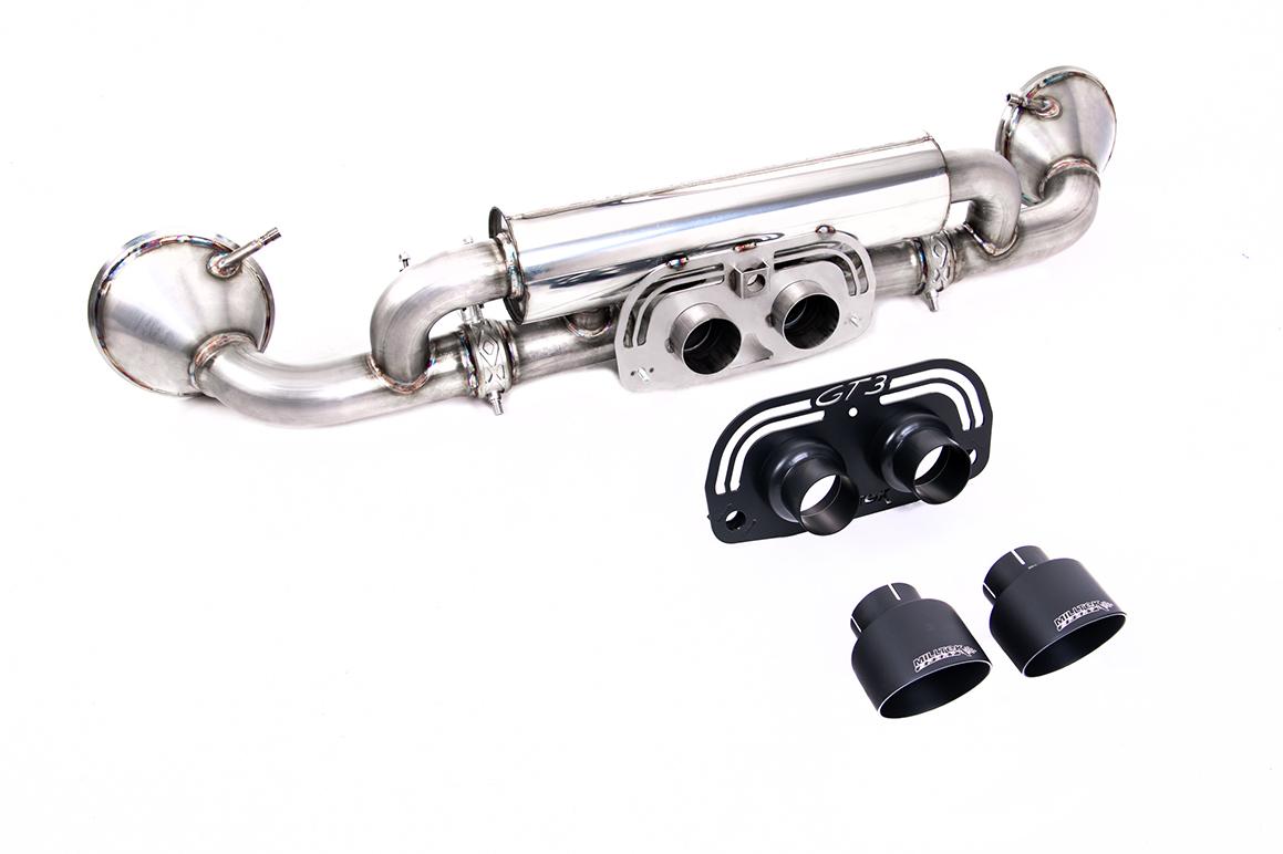 Milltek Valved Rear Silencer | Porsche 992.1 GT3 - GT-100 Cerakote Black Tips Milltek Valved Rear Silencer | Porsche 992.1 GT3 - GT-100 Cerakote Black Tips