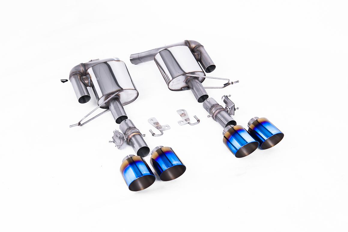 Milltek Valved Rear Silencers | Range Rover Sport SVR L550 - GT-115 Burnt/Blue Titanium Tips
