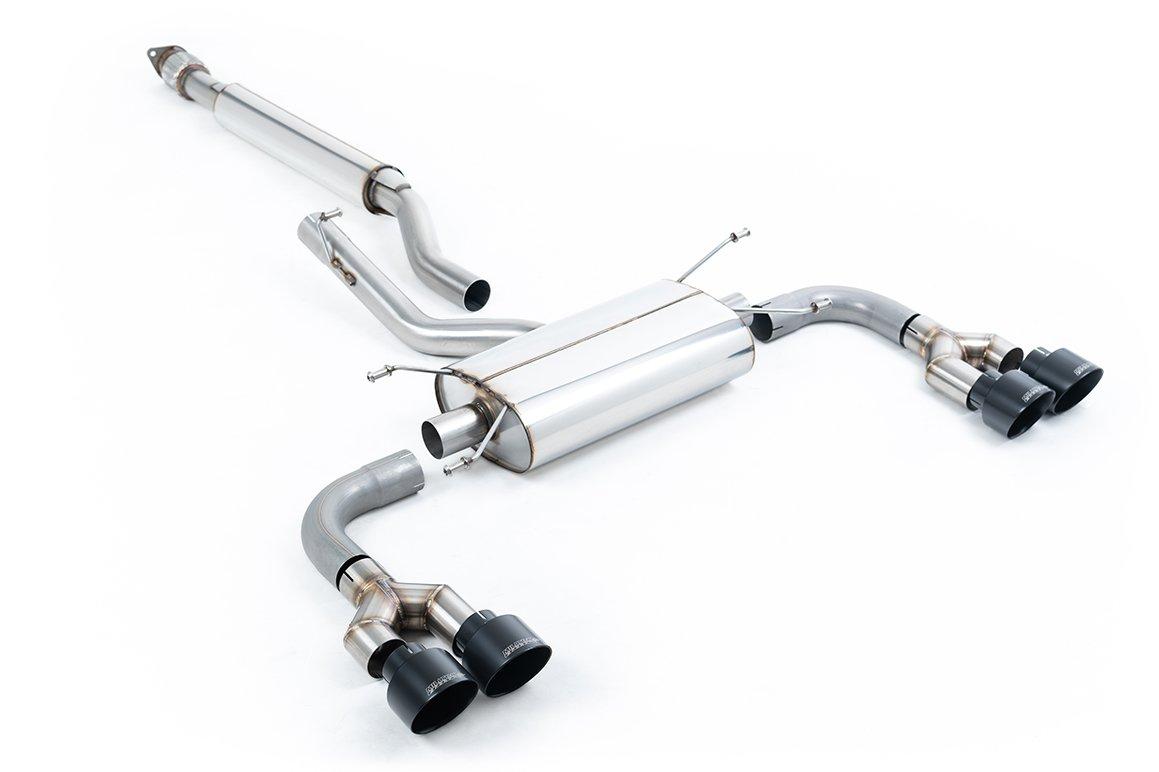 Milltek Resonated Quad-Outlet Cat-Back Exhaust | Toyota GR86 (TRD Diffuser) - Cerakote Black Tips Milltek Resonated Quad-Outlet Cat-Back Exhaust | Toyota GR86 (TRD Diffuser) - Cerakote Black Tips