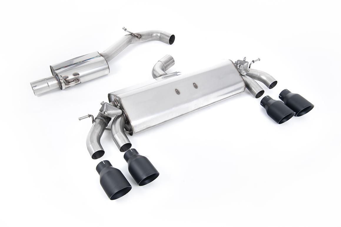 Milltek Resonated Cat-Back Exhaust | VW Golf R MK7.5-Cerakote Black Tips