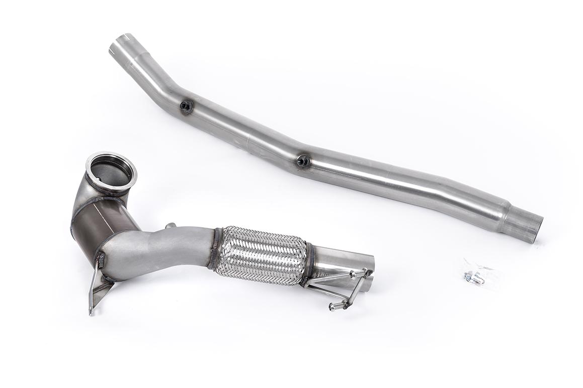 Milltek Large Bore Downpipe HJS Hi-Flow Sports Catalyst - NO CEL | VW Golf MK8 R / Audi S3 8Y