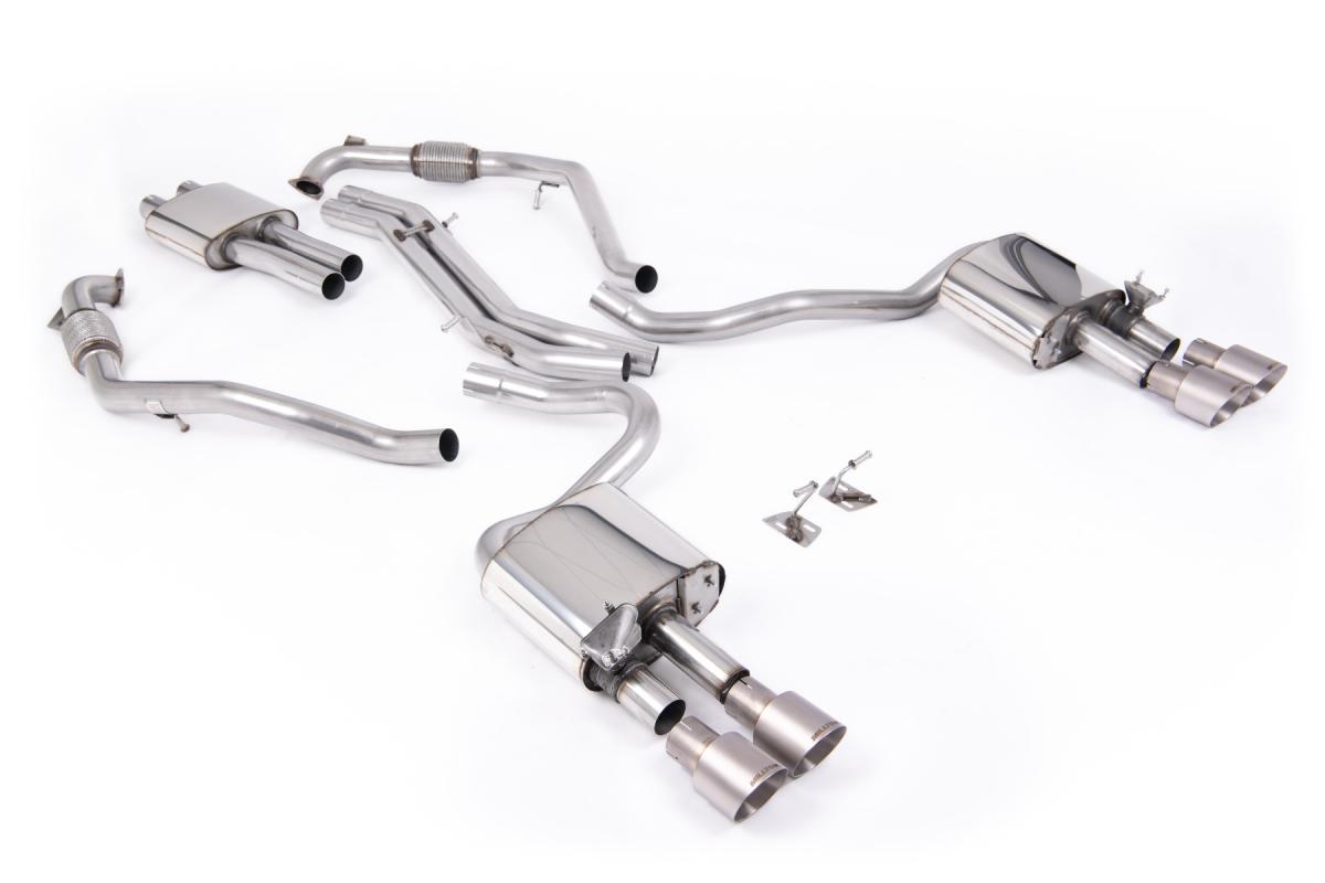 Milltek Resonated Cat-Back Exhaust | Audi B9 S5 - Brushed Titanium Tips