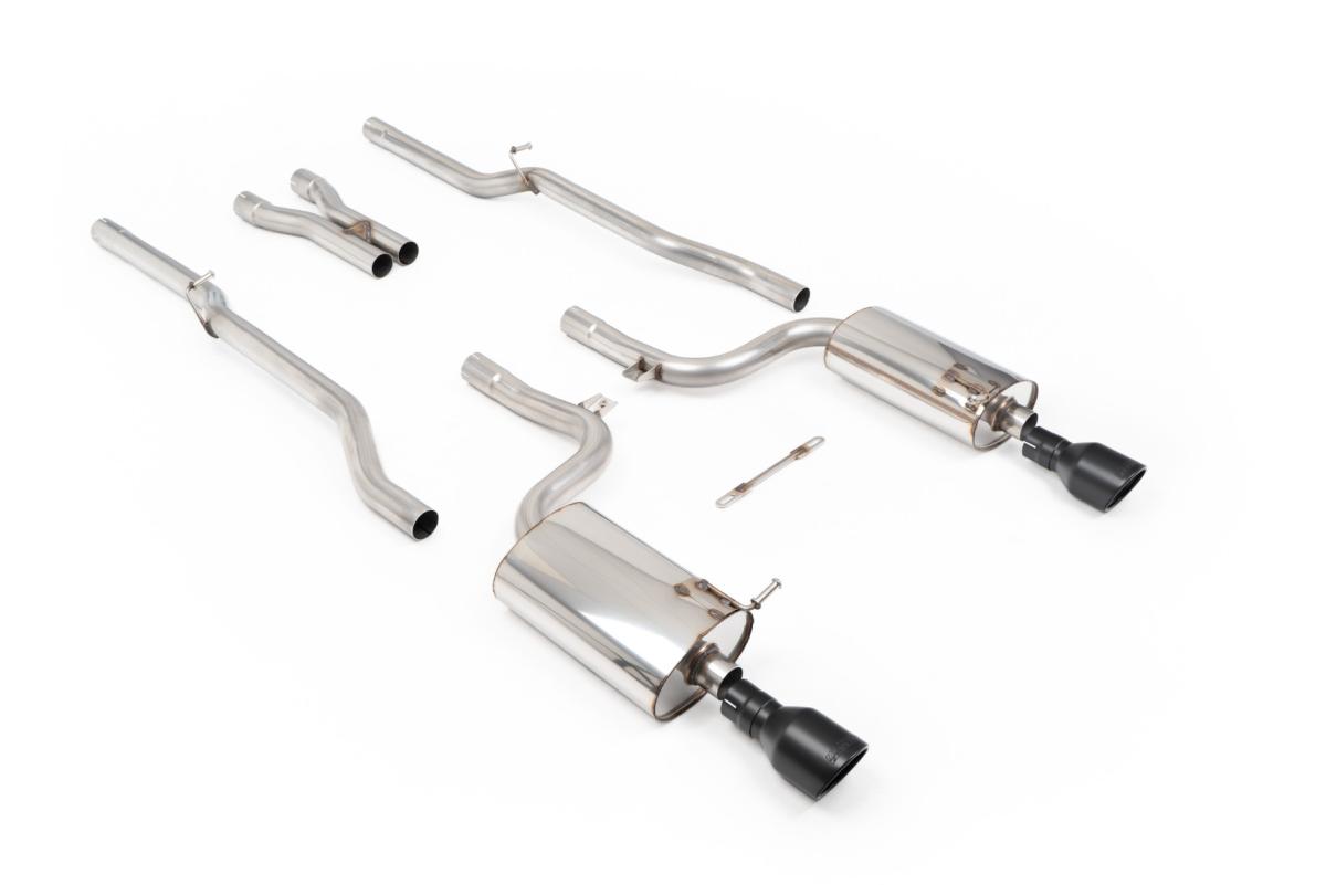 Milltek Non-Resonated Cat-Back Exhaust | Audi B6 S4 - Cerakote Black Tips Milltek Non-Resonated Cat-Back Exhaust | Audi B6 S4 - Cerakote Black Tips