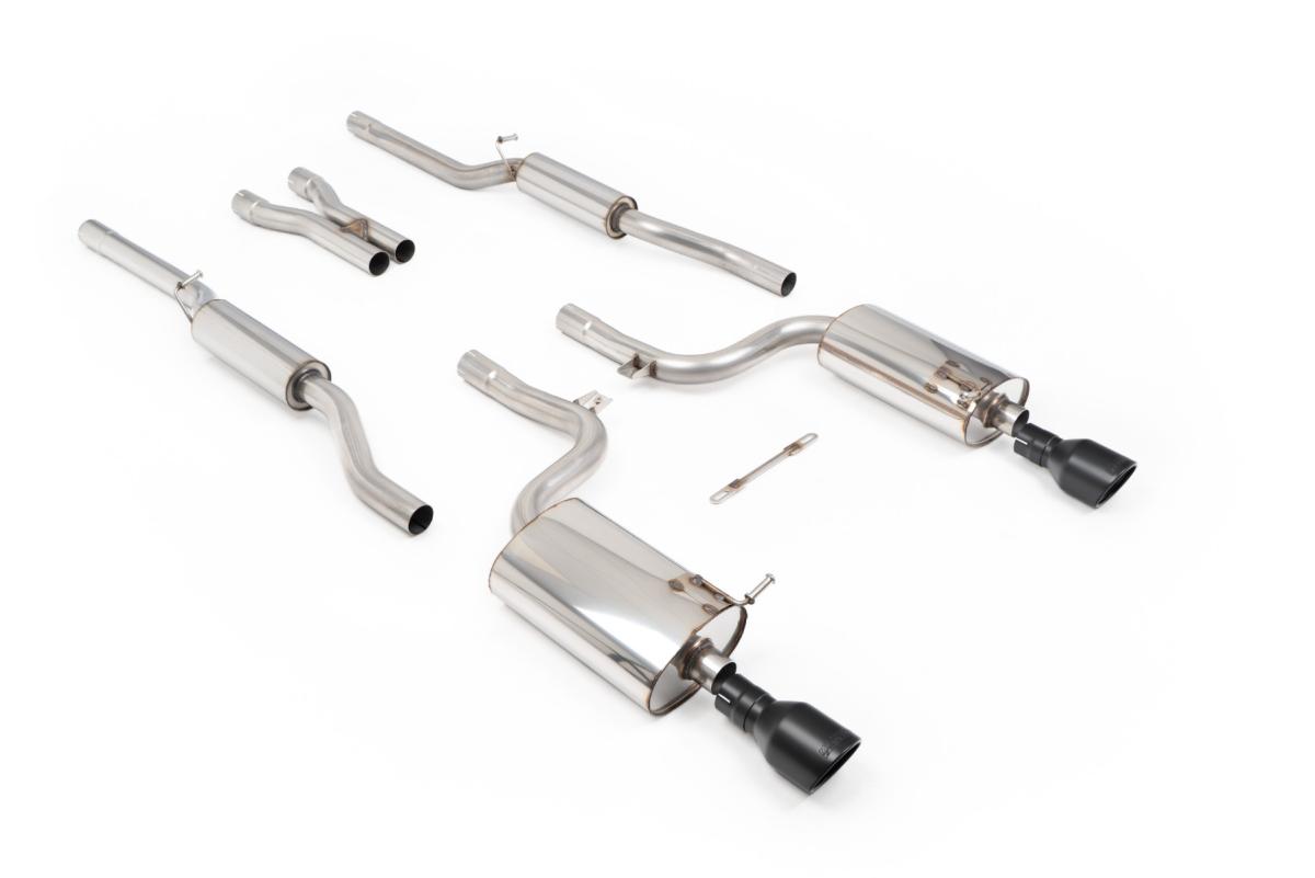 Milltek Resonated Cat-Back Exhaust | Audi S4 V8 quattro B6 - Cerakote Black Jet-100 Tips Milltek Resonated Cat-Back Exhaust | Audi S4 V8 quattro B6 - Cerakote Black Jet-100 Tips