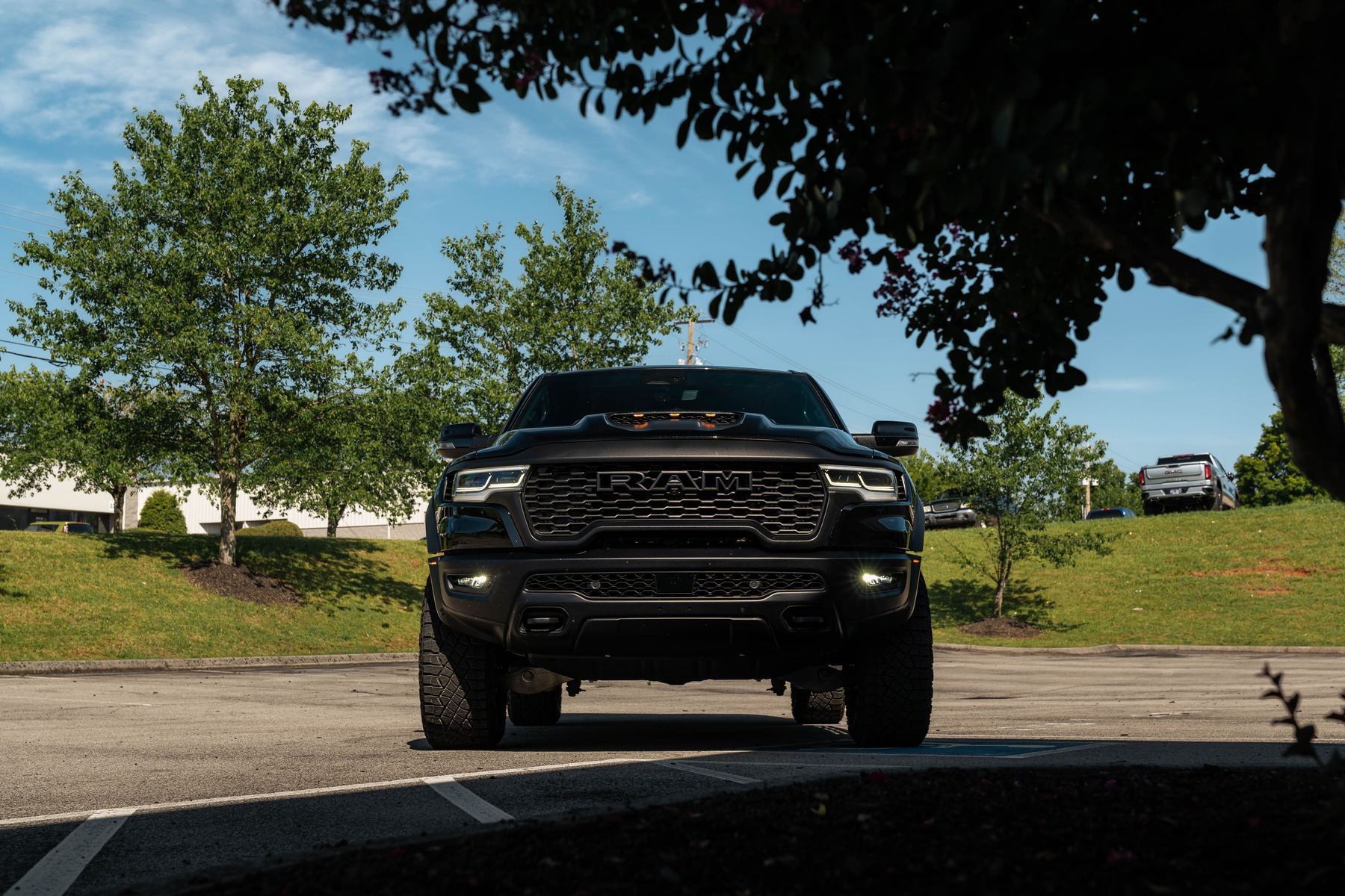 Front view of the Ram 1500 RHO fitted with the Milltek resonated cat-back exhaust