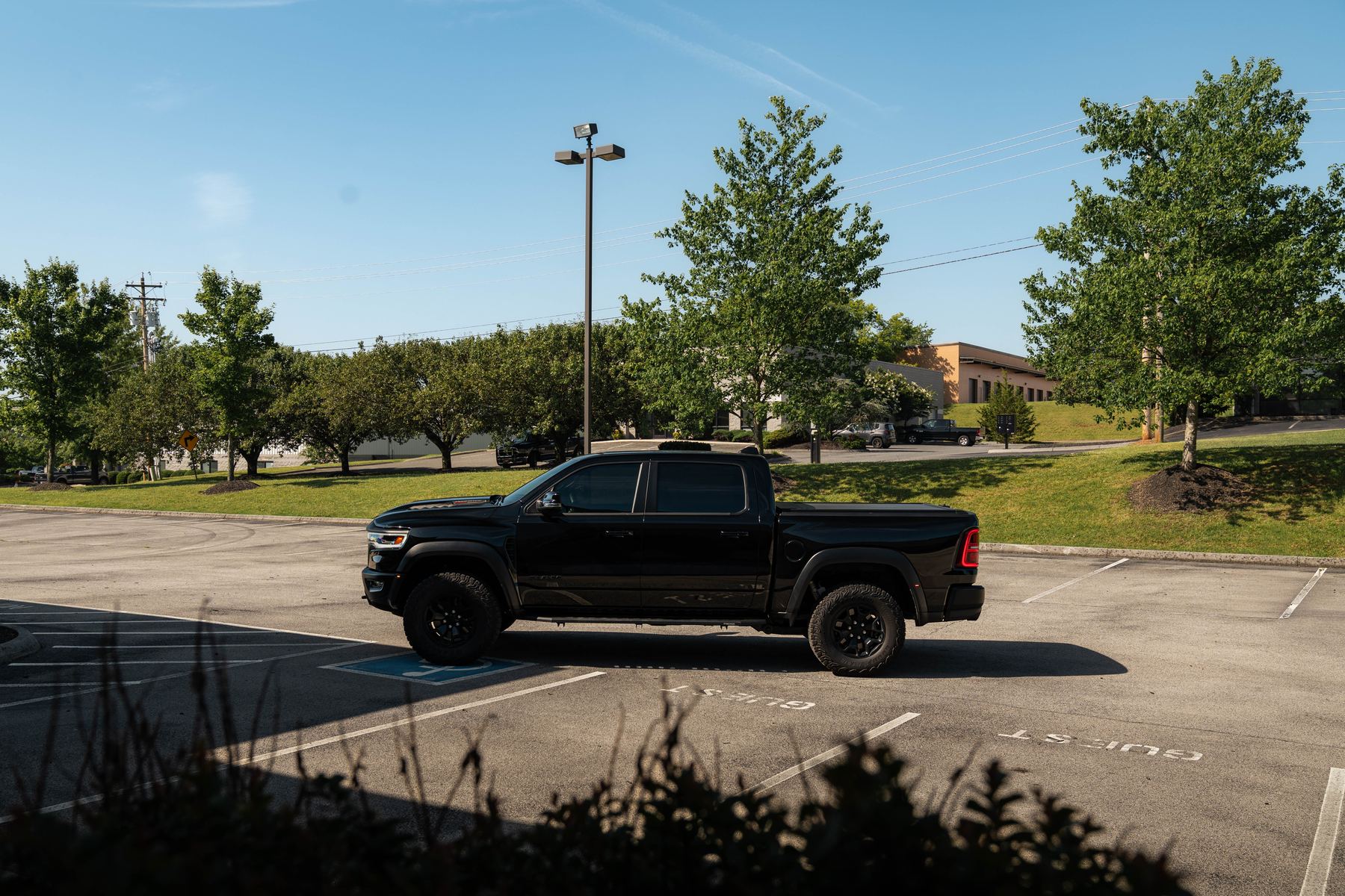 Side profile of the Ram 1500 RHO fitted with the Milltek resonated cat-back exhaust