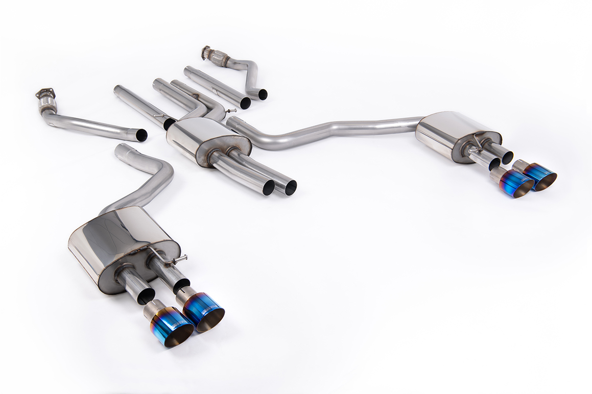 Milltek Resonated Cat-Back Exhaust | Audi C7.5 A6 3.0 TFSI - Burnt/Blue Titanium Tips