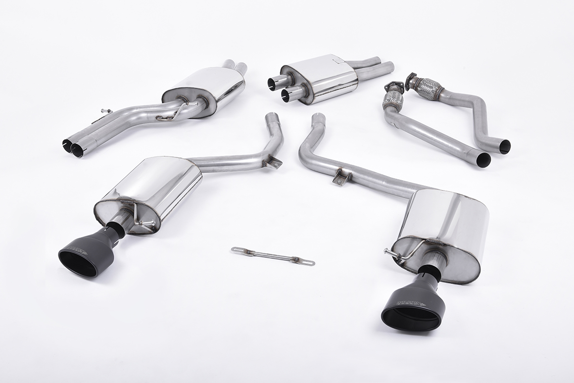 Milltek Resonated Cat-Back Exhaust | Audi B8 S4 V6 - Cerakote Black Tips
