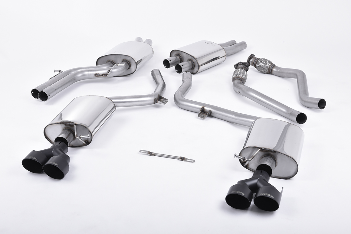 Milltek Resonated Cat-Back Exhaust | Audi B8.5 S4 S5 - Cerakote Black Tips