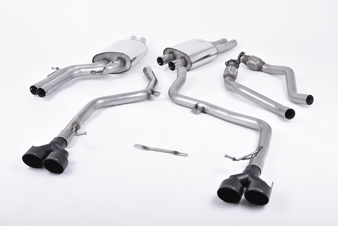 Milltek Resonated Cat-Back Exhaust | Audi B8.5 S4 S5 - Cerakote Black Tips