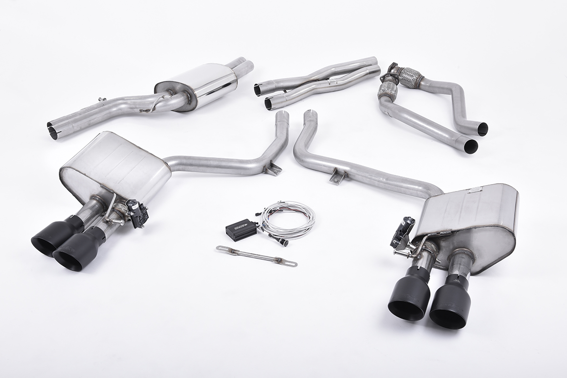 Milltek Valved Cat-Back Exhaust | Audi B8.5 S4 S5 - Cerakote Black Tips