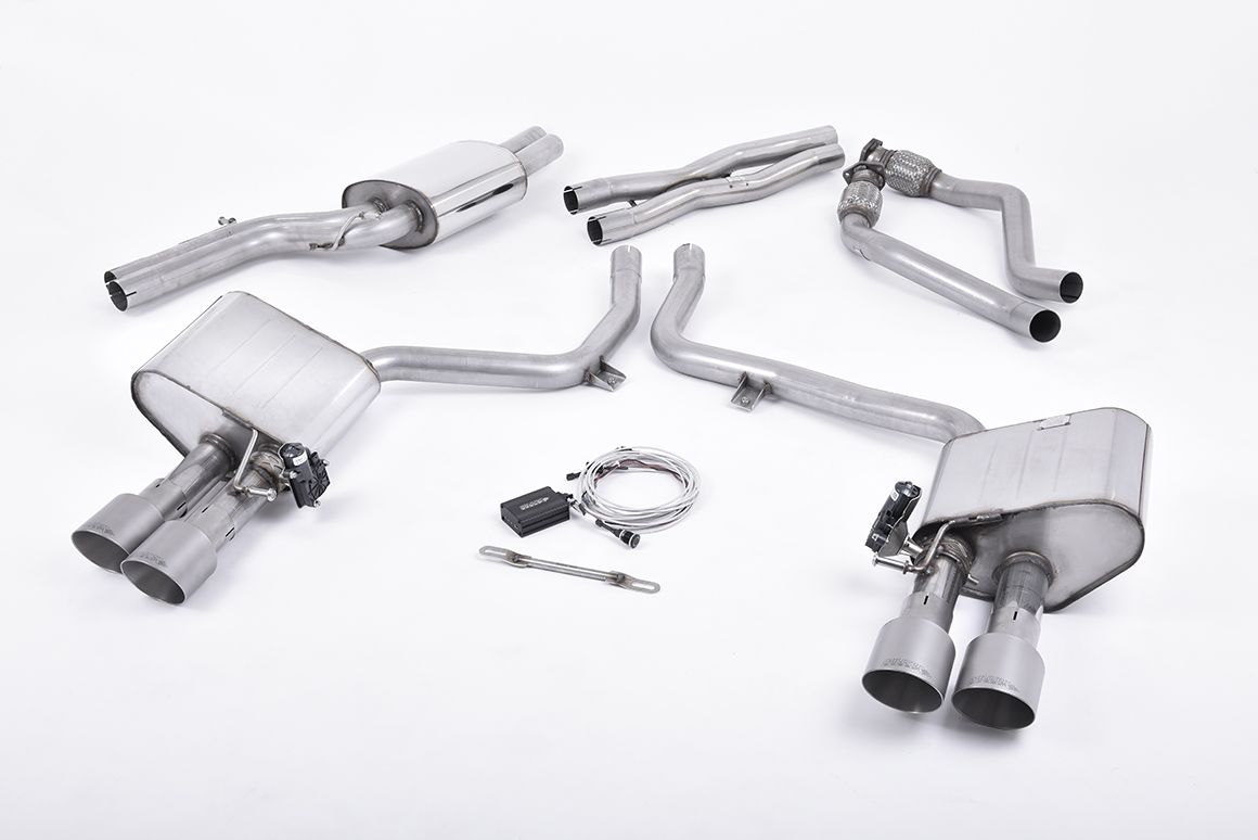 Milltek Valved Cat-Back Exhaust | Audi B8.5 S4 S5 - Brushed Titanium Tips
