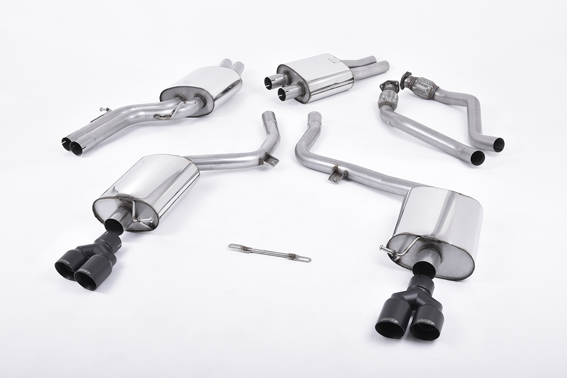 Milltek Resonated Cat-Back Exhaust | Audi B8 S4 V6 - Cerakote Black Tips