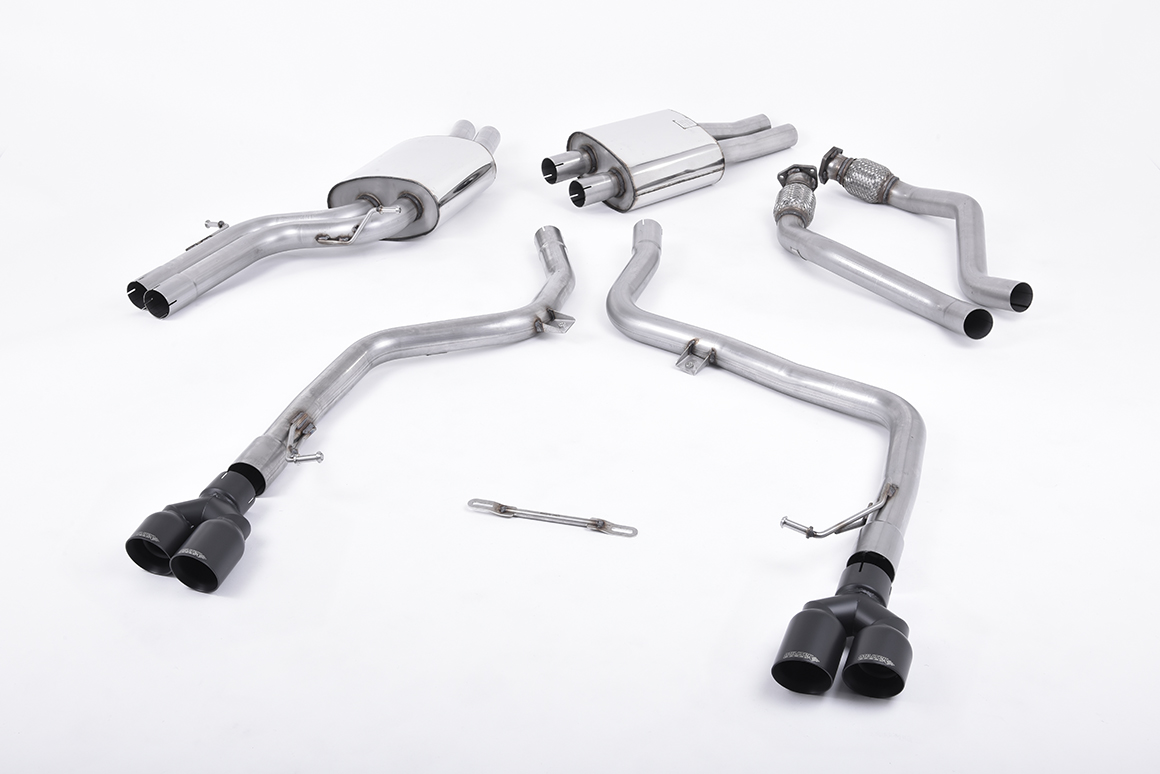 Milltek Race Cat-Back Exhaust | Audi B8 S4 V6 - Cerakote Black Tips