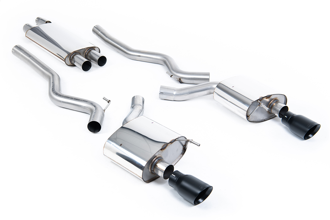 Milltek Resonated Cat-Back Exhaust | Ford Mustang S550 - Cerakote Black Tips