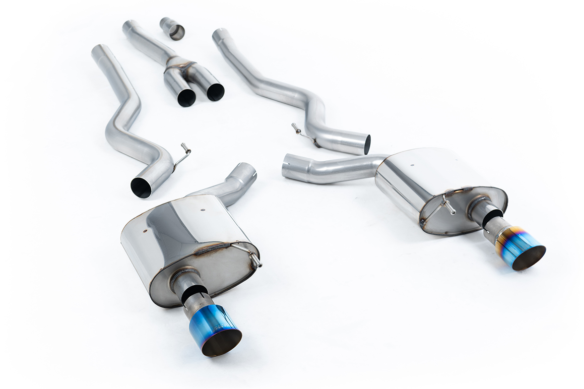 Milltek Non-Resonated Cat-Back Exhaust | Ford Mustang S550 - Burnt Titanium Tips