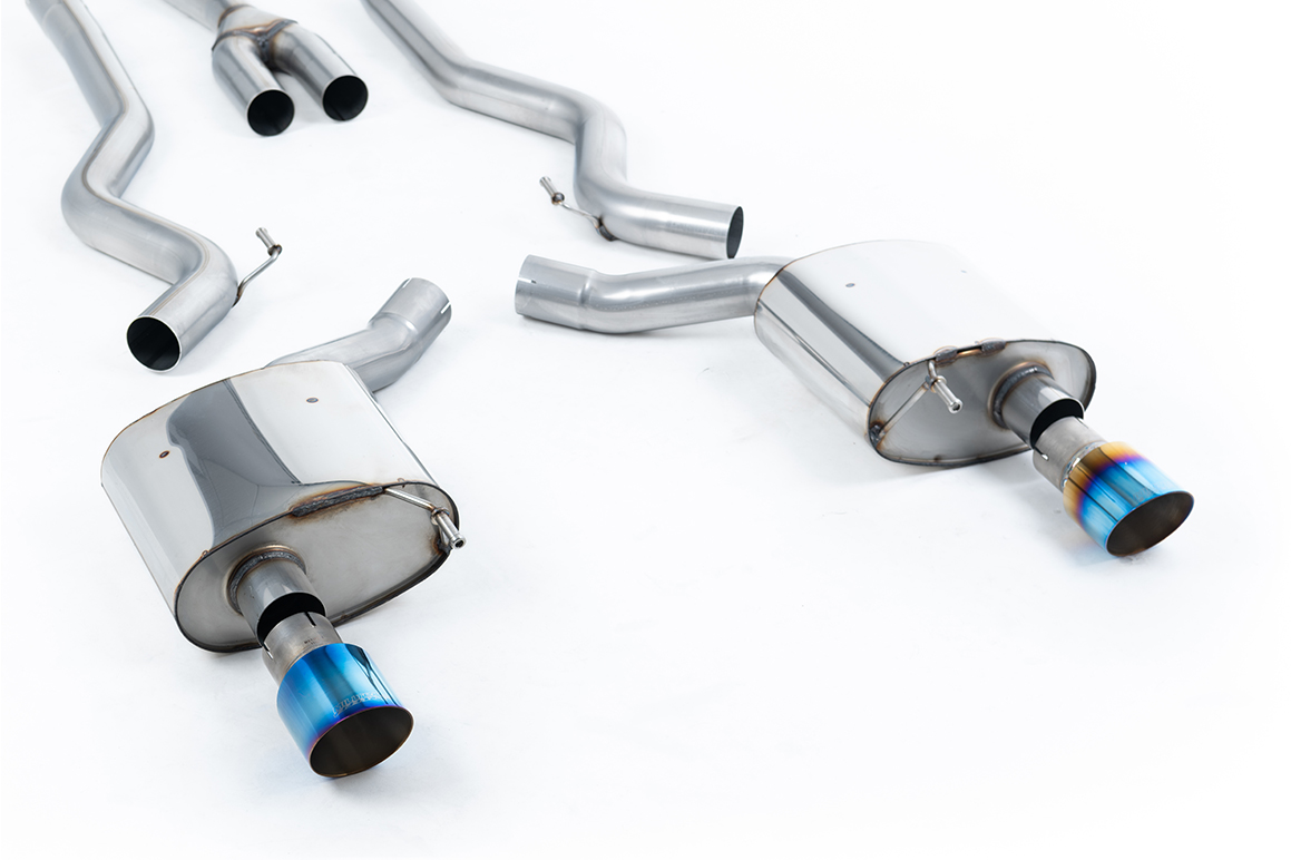 Milltek Non-Resonated Cat-Back Exhaust | Ford Mustang S550 - Burnt Titanium Tips