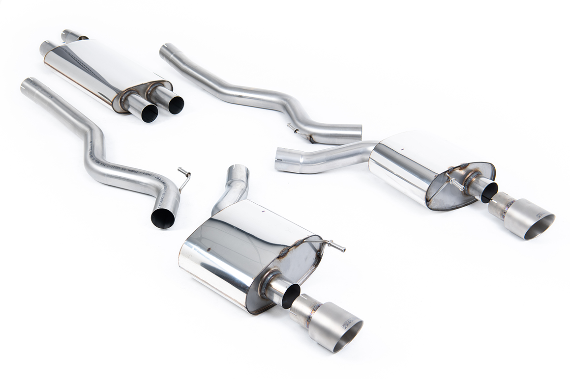 Milltek Resonated Cat-Back Exhaust | Ford Mustang S550 - Brushed Titanium Tips