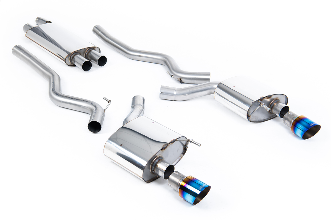 Milltek Resonated Cat-Back Exhaust | Ford Mustang S550 2.3 - Burnt Titanium Tips