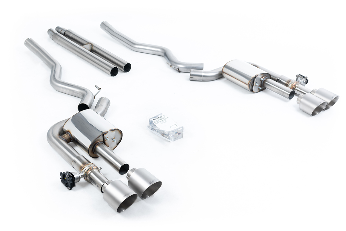 Milltek Active Valved Cat-Back | Ford Mustang 5.0 Dark Horse - Brushed Titanium Tips