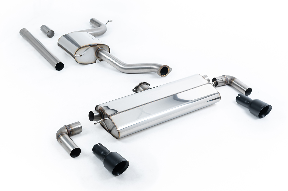 Milltek Resonated Cat-Back Exhaust | VW Golf MK7.5 1.5TSI-Cerakote Black Tips (Requires GTI Rear Bumper)