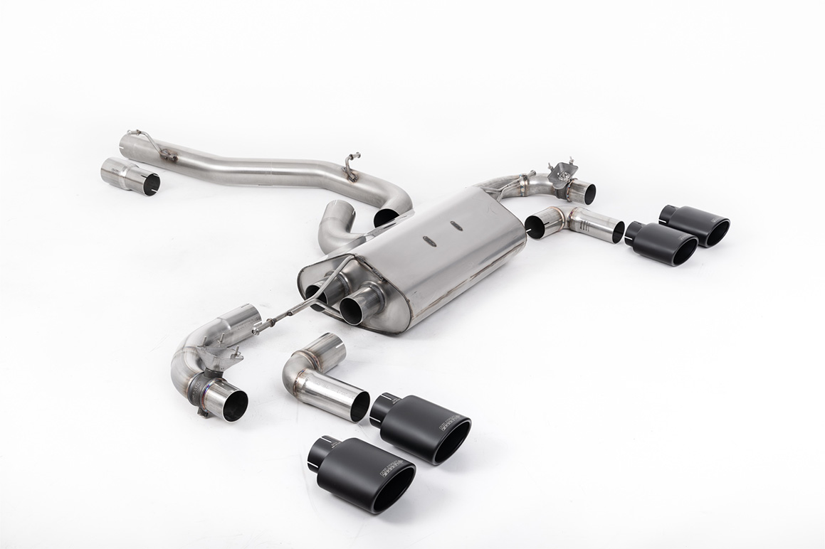 Milltek 80mm Valved Non-Resonated Race Cat-Back Exhaust | VW Golf R MK7.5-Cerakote Black Oval Tips